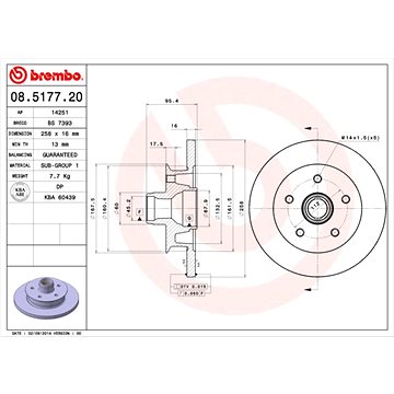 

BREMBO brzdový kotouč 08.5177.20, sada 2 ks