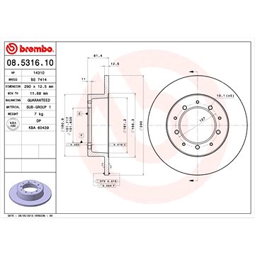 

BREMBO brzdový kotouč 08.5316.10, sada 2 ks
