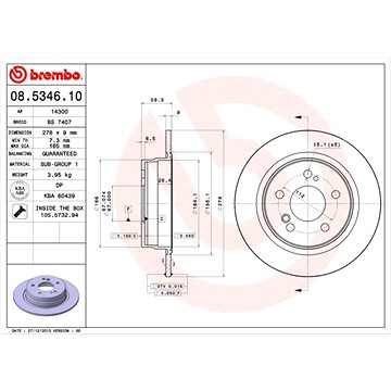 

BREMBO brzdový kotouč 08.5346.10, sada 2 ks