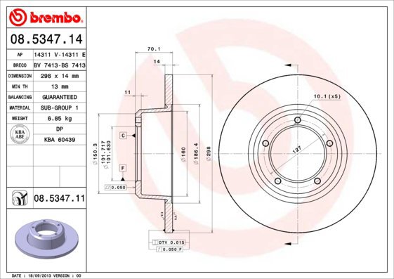 

BREMBO brzdový kotouč 08.5347.11, sada 2 ks