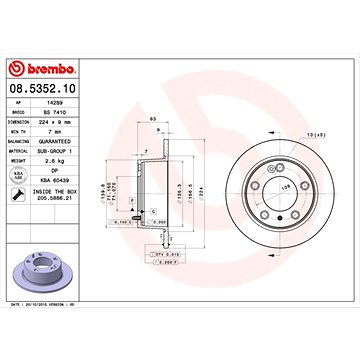 

BREMBO brzdový kotouč 08.5352.10, sada 2 ks