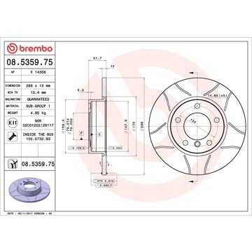 

BREMBO brzdový kotouč 08.5359.75, sada 2 ks