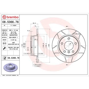 

BREMBO brzdový kotouč 08.5366.76, sada 2 ks