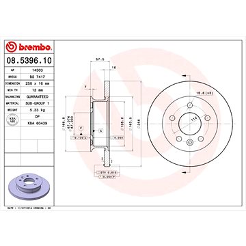 

BREMBO brzdový kotouč 08.5396.10, sada 2 ks