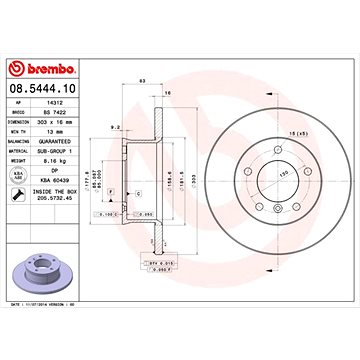 

BREMBO brzdový kotouč 08.5444.10, sada 2 ks