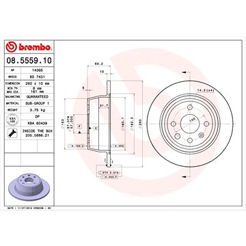 

BREMBO brzdový kotouč 08.5559.10, sada 2 ks