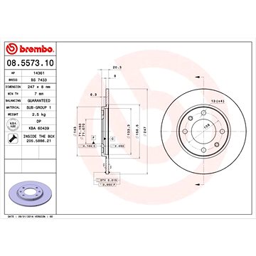 

BREMBO brzdový kotouč 08.5573.10, sada 2 ks