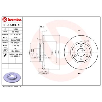 

BREMBO brzdový kotouč 08.5583.10, sada 2 ks
