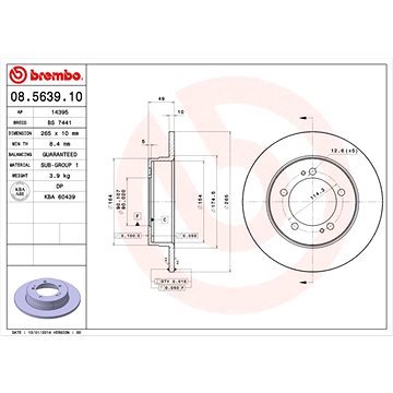 

BREMBO brzdový kotouč 08.5639.10, sada 2 ks