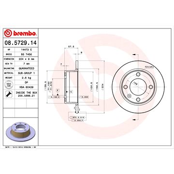 

BREMBO brzdový kotouč 08.5729.14, sada 2 ks