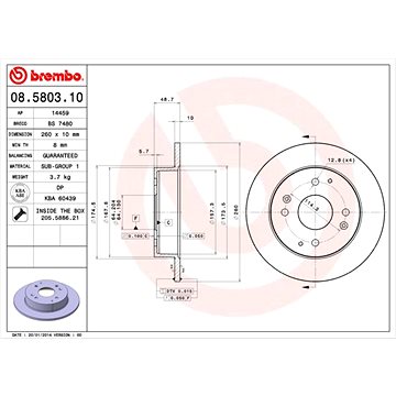 

BREMBO brzdový kotouč 08.5803.10, sada 2 ks