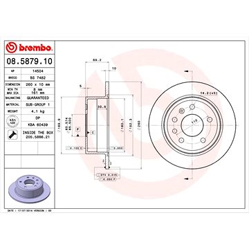 

BREMBO brzdový kotouč 08.5879.10, sada 2 ks
