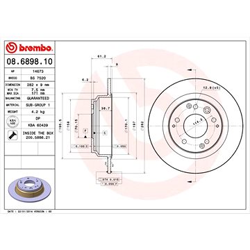 

BREMBO brzdový kotouč 08.6898.10, sada 2 ks