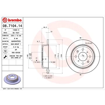 

BREMBO brzdový kotouč 08.7104.14, sada 2 ks