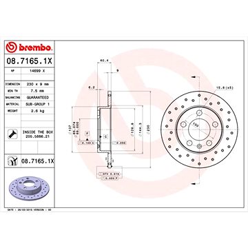 

BREMBO brzdový kotouč 08.7165.1X, sada 2 ks