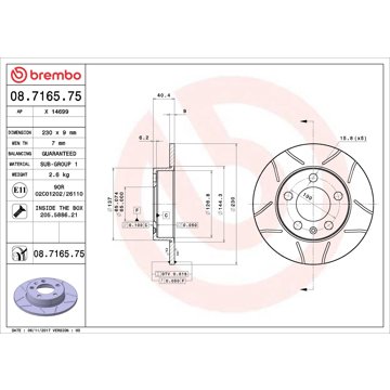 

BREMBO Kotouč brzd OCT/FAB ZADNÍ BREMBO MAX 08.7165.75, sada 2 ks
