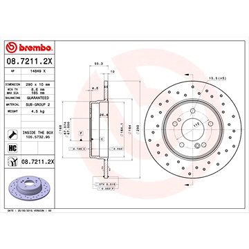 

BREMBO brzdový kotouč 08.7211.2X, sada 2 ks