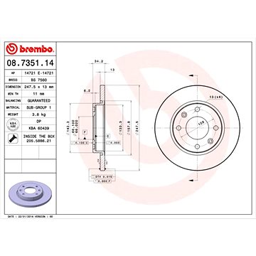 

BREMBO brzdový kotouč 08.7351.14, sada 2 ks