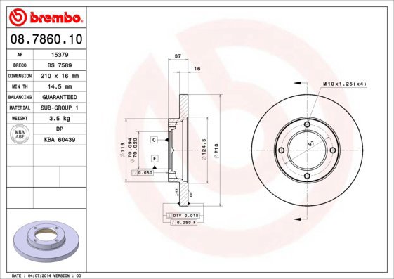 

BREMBO brzdový kotouč 08.7860.10, sada 2 ks