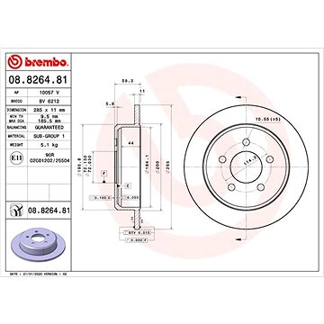 

BREMBO brzdový kotouč 08.8264.81, sada 2 ks