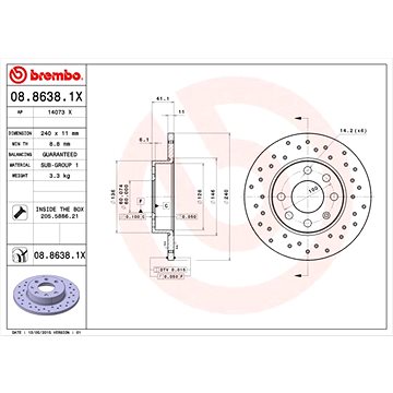 

BREMBO brzdový kotouč 08.8638.1X, sada 2 ks