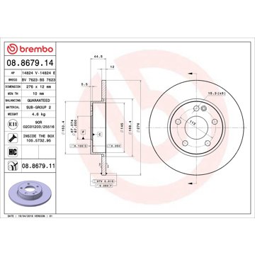 

BREMBO brzdový kotouč 08.8679.11, sada 2 ks