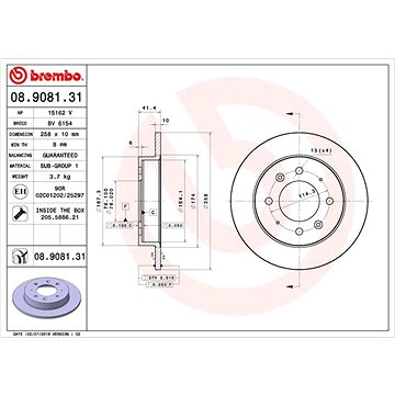 

BREMBO brzdový kotouč 08.9081.31, sada 2 ks