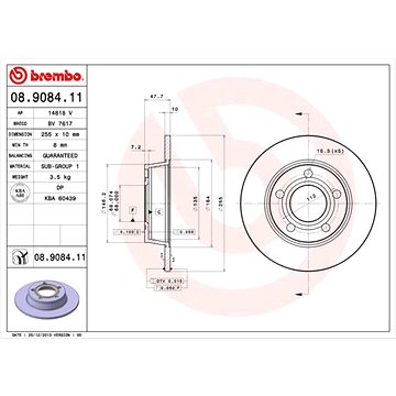 

BREMBO brzdový kotouč 08.9084.11, sada 2 ks