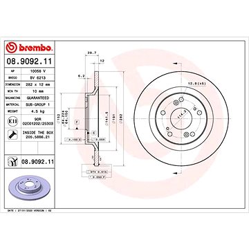 

BREMBO brzdový kotouč 08.9092.11, sada 2 ks