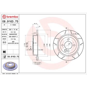 

BREMBO brzdový kotouč 08.9163.75, sada 2 ks
