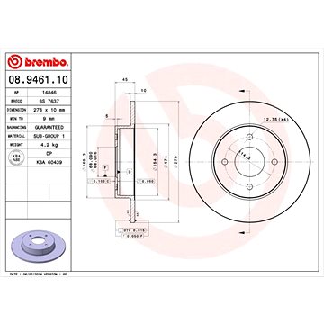 

BREMBO brzdový kotouč 08.9461.10, sada 2 ks