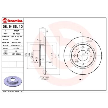 

BREMBO brzdový kotouč 08.9466.10, sada 2 ks