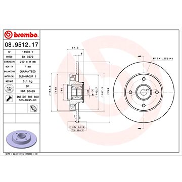 

BREMBO brzdový kotouč 08.9512.17, sada 2 ks