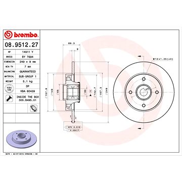 

BREMBO brzdový kotouč 08.9512.27, sada 2 ks