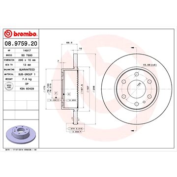 

BREMBO brzdový kotouč 08.9759.20, sada 2 ks