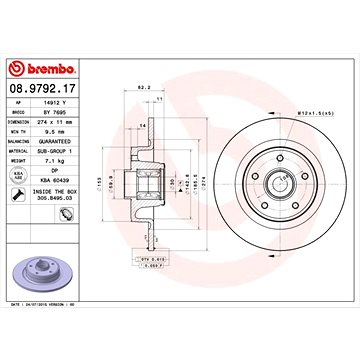 

BREMBO brzdový kotouč 08.9792.17, sada 2 ks