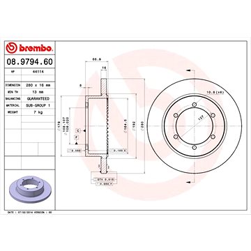 

BREMBO brzdový kotouč 08.9794.60, sada 2 ks