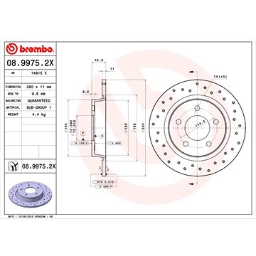 

BREMBO brzdový kotouč 08.9975.2X, sada 2 ks