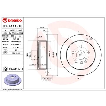 

BREMBO brzdový kotouč 08.A111.11, sada 2 ks