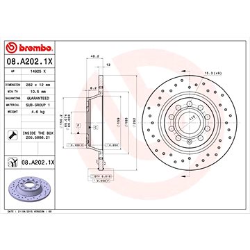 

BREMBO brzdový kotouč 08.A202.1X, sada 2 ks