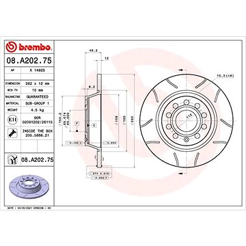 

BREMBO brzdový kotouč 08.A202.75, sada 2 ks