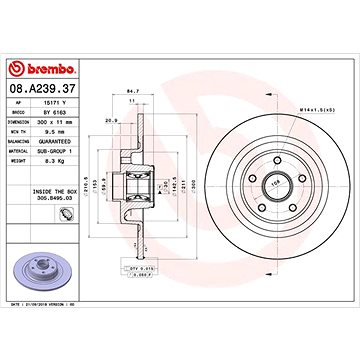 

BREMBO brzdový kotouč 08.A239.37, sada 2 ks