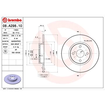 

BREMBO brzdový kotouč 08.A298.10, sada 2 ks