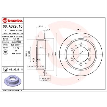

BREMBO brzdový kotouč 08.A329.11, sada 2 ks