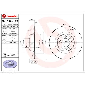 

BREMBO brzdový kotouč 08.A456.11, sada 2 ks