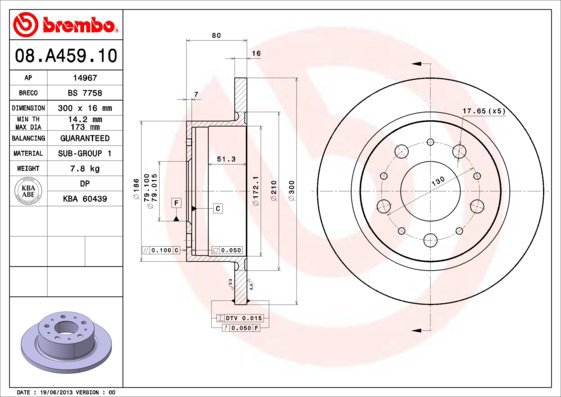 

BREMBO brzdový kotouč 08.A459.10, sada 2 ks
