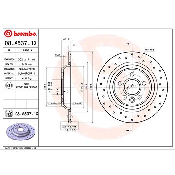 

BREMBO brzdový kotouč 08.A537.1X, sada 2 ks