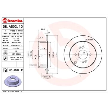 

BREMBO brzdový kotouč 08.A602.11, sada 2 ks