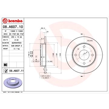 

BREMBO brzdový kotouč 08.A607.11, sada 2 ks
