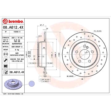 

BREMBO brzdový kotouč 08.A612.4X, sada 2 ks